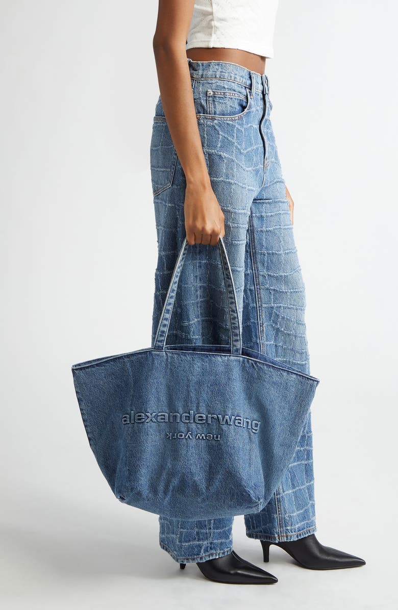 Alexander Wang Medium Punch Denim Tote, Alternate, color,