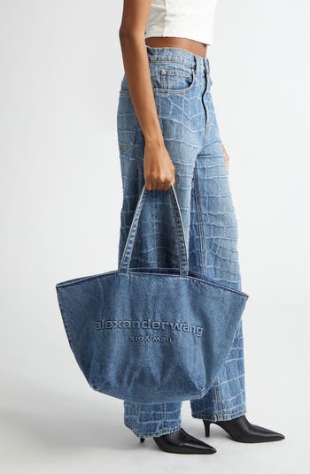 Alexander Wang / Punch コットンデニム トート Punch Tote Bag in Cotton Denim in GREY AGED | alexanderwang®