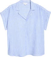 beachlunchlounge Arin Stripe Short Sleeve Cotton Button-Up Shirt