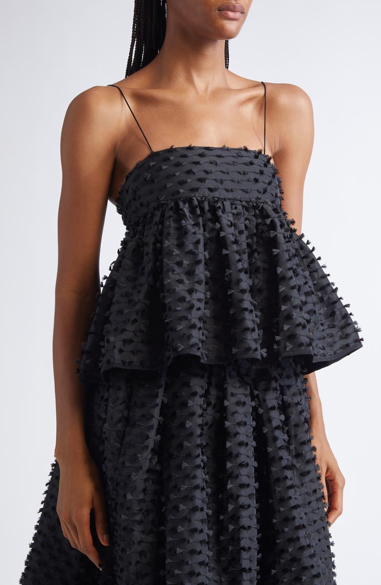 Cecilie Bahnsen Babette Fiamma Fil Coupé Peplum Top, Alternate, color, Black