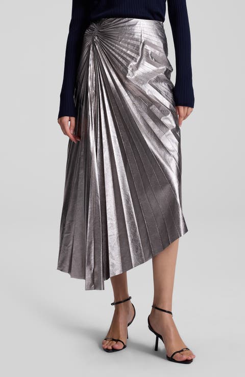Tracy Asymmetric Hem Faux Leather Skirt