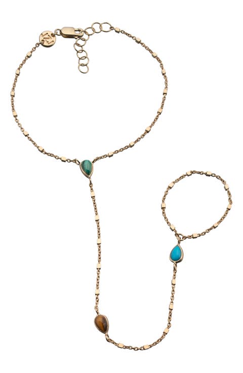 Daphne 18k Gold Plated Stone Hand Chain