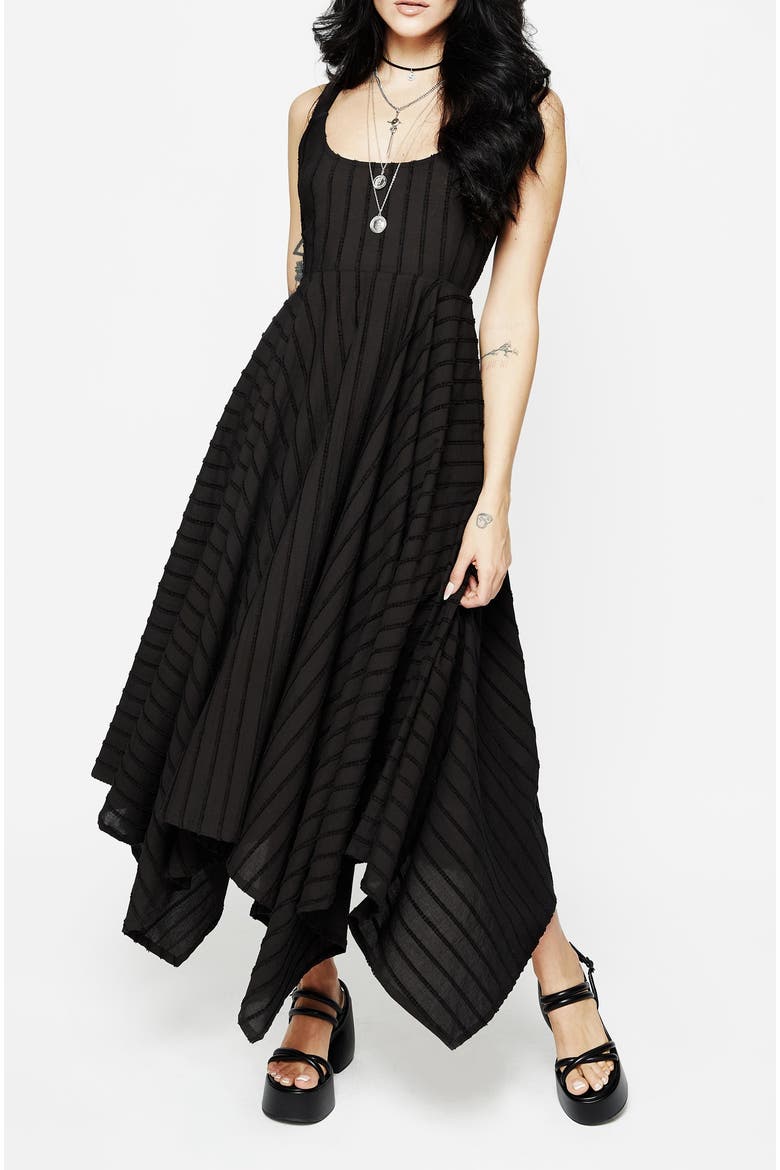 Blythe Handkerchief Hem Maxi Dress, Main, color, Black