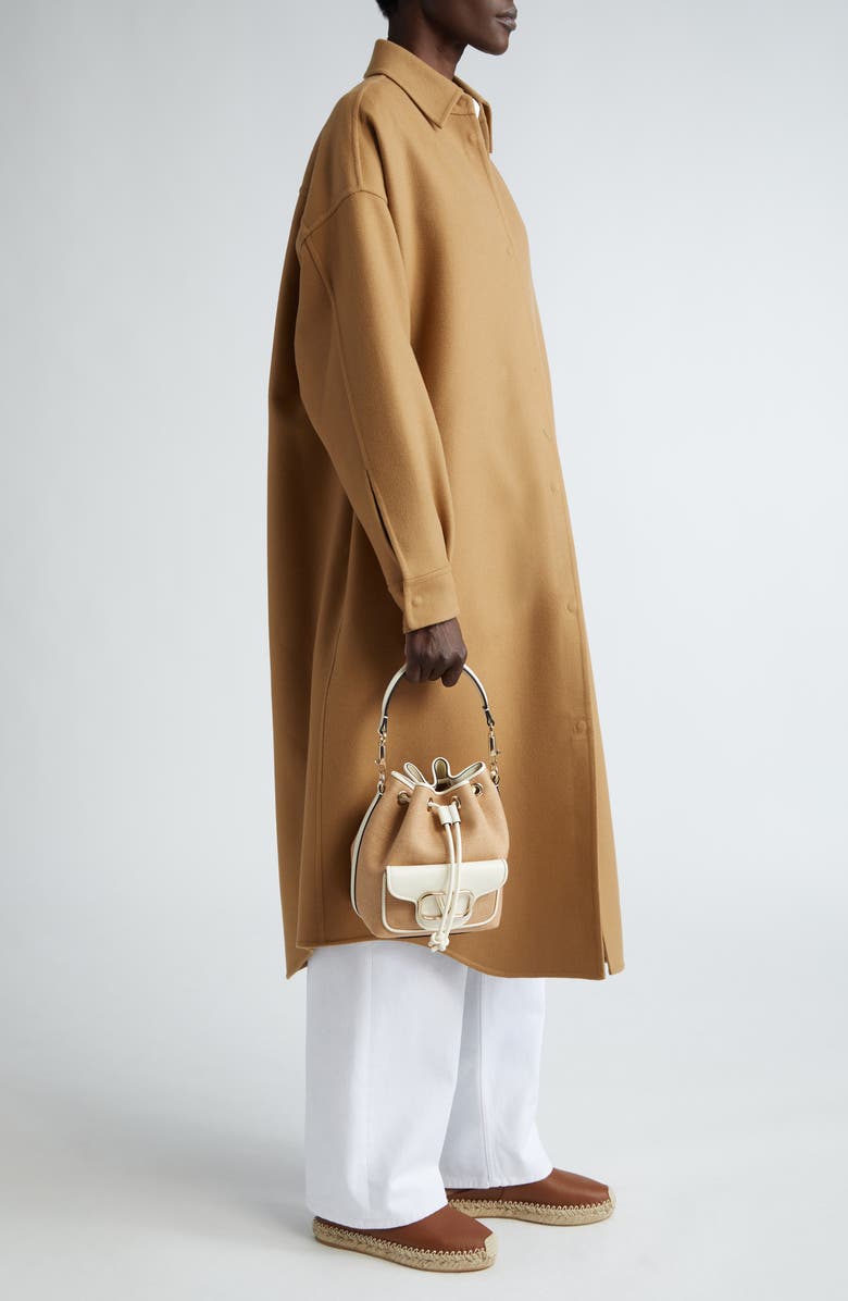 Valentino Garavani Small Locò Raffia & Leather Bucket Bag, Alternate, color,