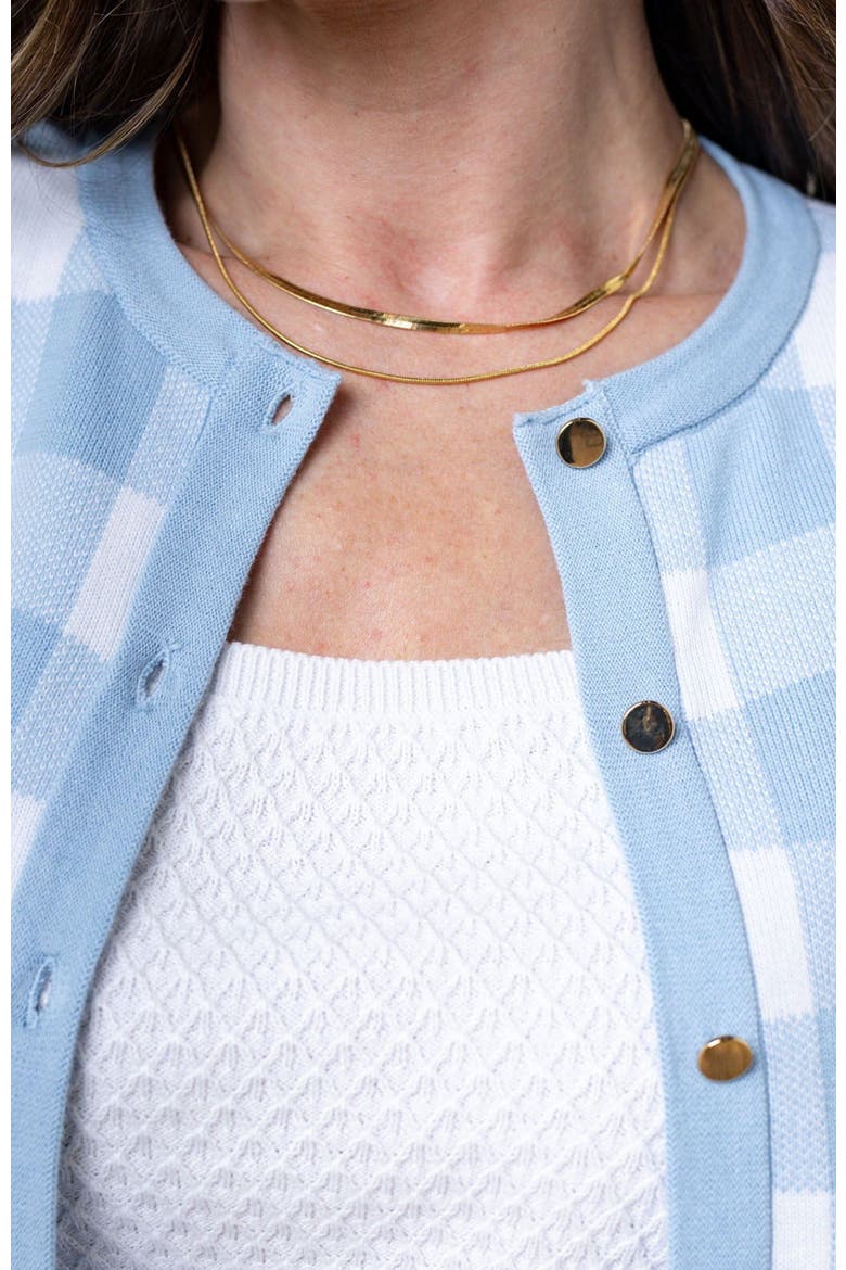 Women's Organic Tweed Sweater Cardigan, Alternate, color, Classic Blue Gingham