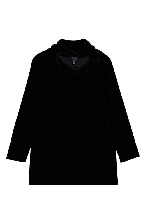 Jones New York Cowl Neck Velour Top In Black