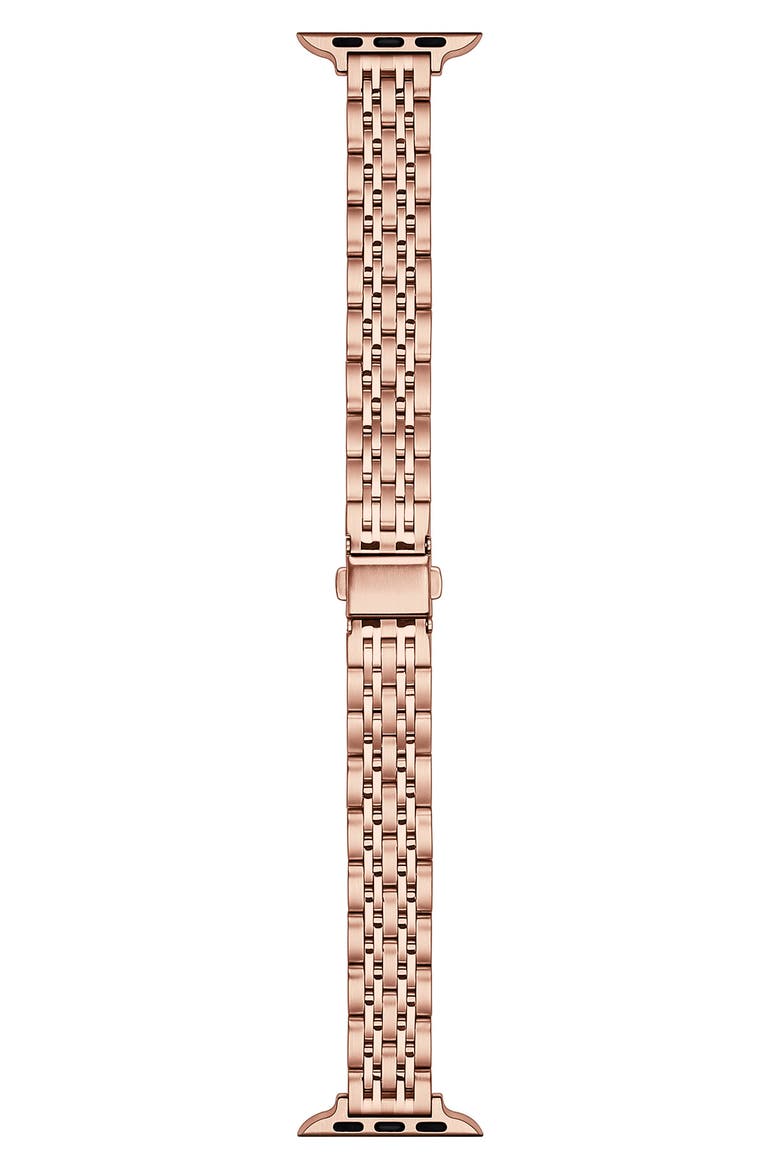 Rainey Skinny Stainless Steel Apple Watch® Watchband, Main, color, ROSE GOLD