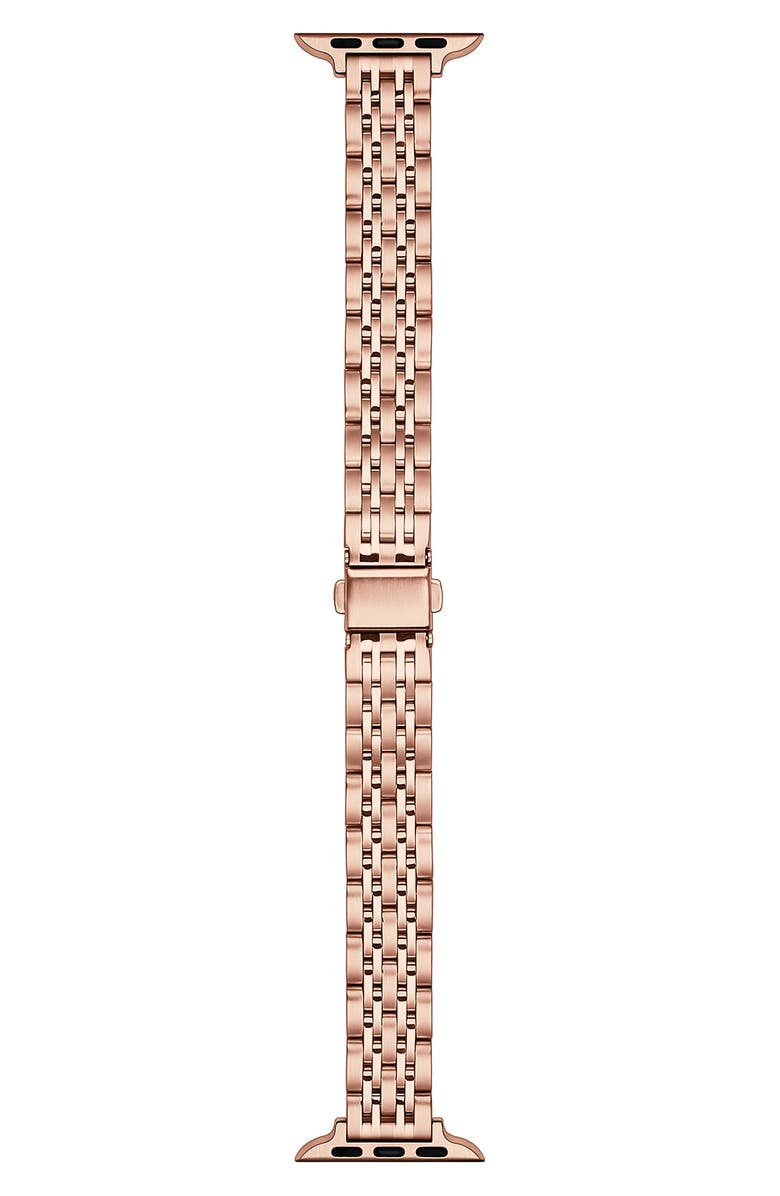 The Posh Tech Rainey Skinny Stainless Steel Apple Watch<sup>®</sup> Watchband, Main, color, Rose Gold
