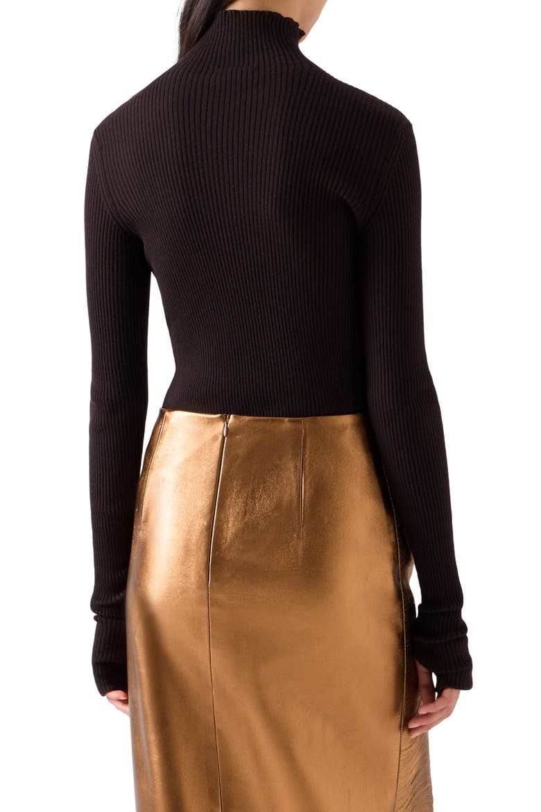 Cashmere & Silk Rib Funnel Neck Sweater, Alternate, color, COFFEE