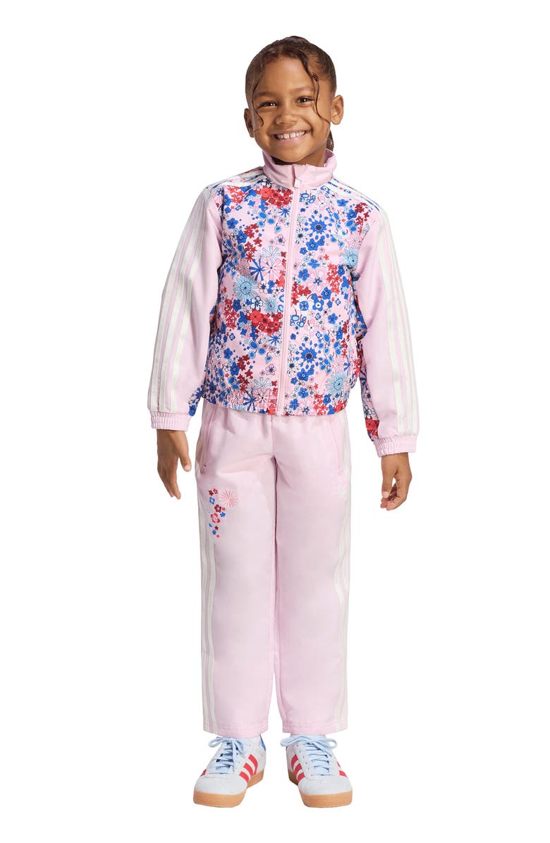 adidas Kids' Floral Print Track Jacket & Pants Set, Alternate, color, Clear Pink