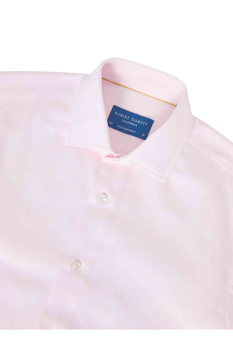 Reynolds French Cuff Herringbone Contemporary Fit Shirt, Alternate, color, Pink