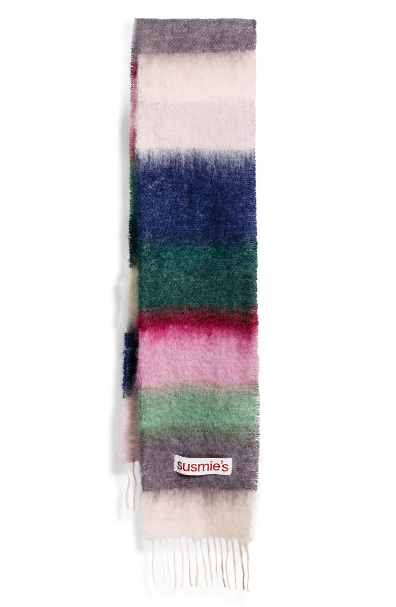 Susmie's Wool & Mohair Fringe Scarf, Main, color, Strangers In The Night
