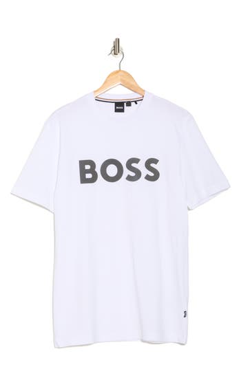 Hugo Boss Cotton-jersey T-shirt With Curved-logo Print