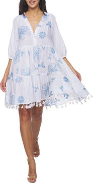 RANEES Tiered Sequin Tassel Trim Dress