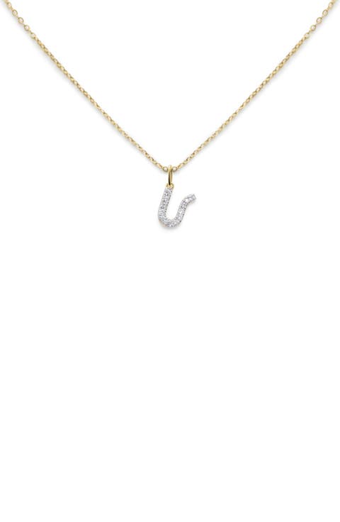 Lab Created Diamond Initial Pendant Necklace