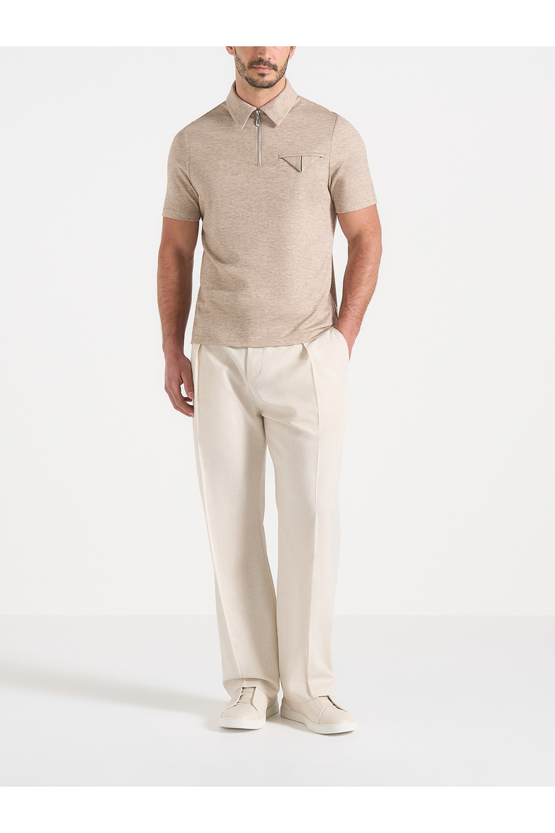 Cassian Zip Polo Shirt, Main, color, Taupe