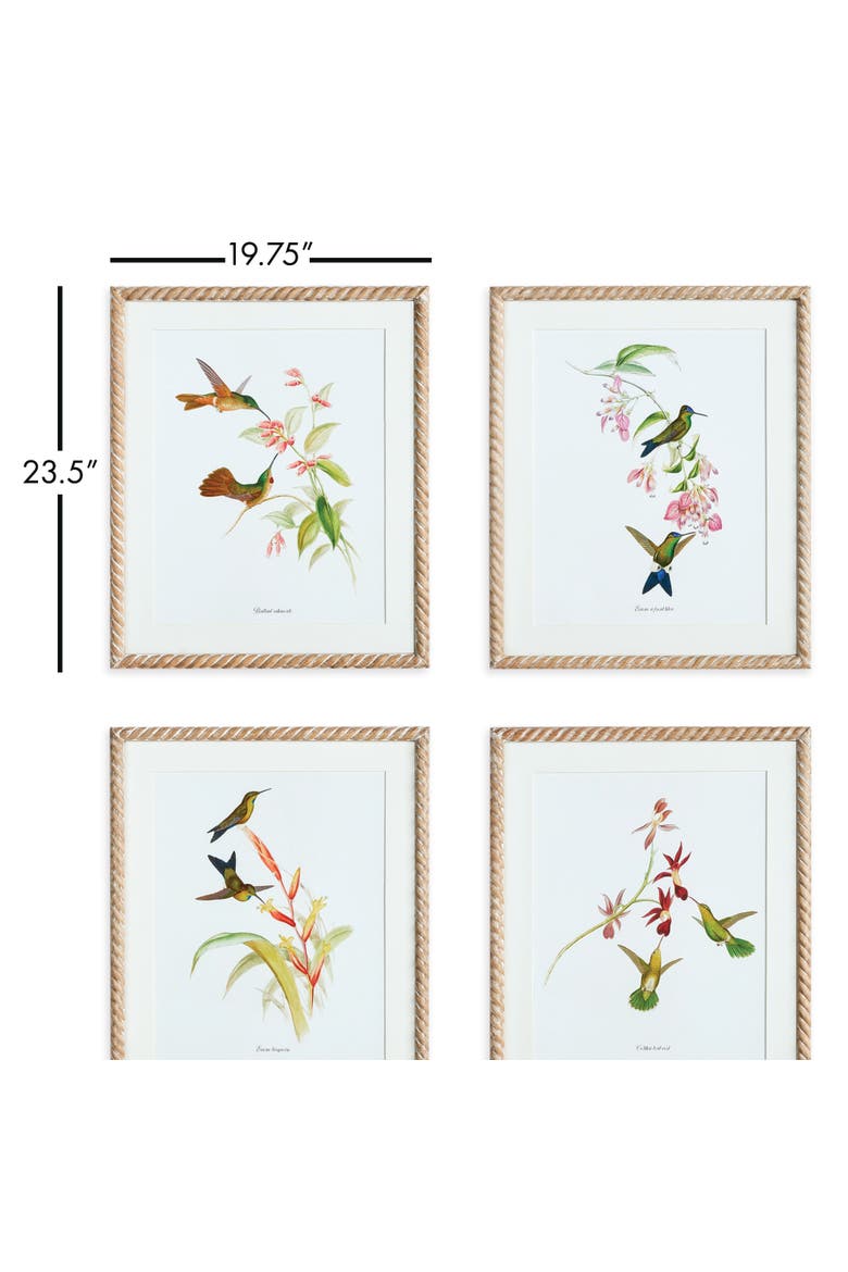 Playful Hummingbird Prints Set of 4, Alternate, color, Green