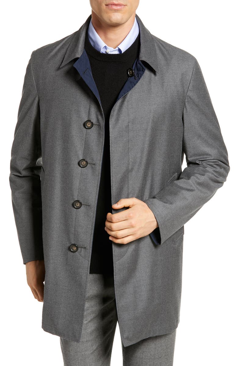 Hickey Freeman Classic Fit Reversible Wool & Silk Overcoat, Main, color, 