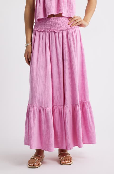 Cotton Gauze Tiered Maxi Skirt