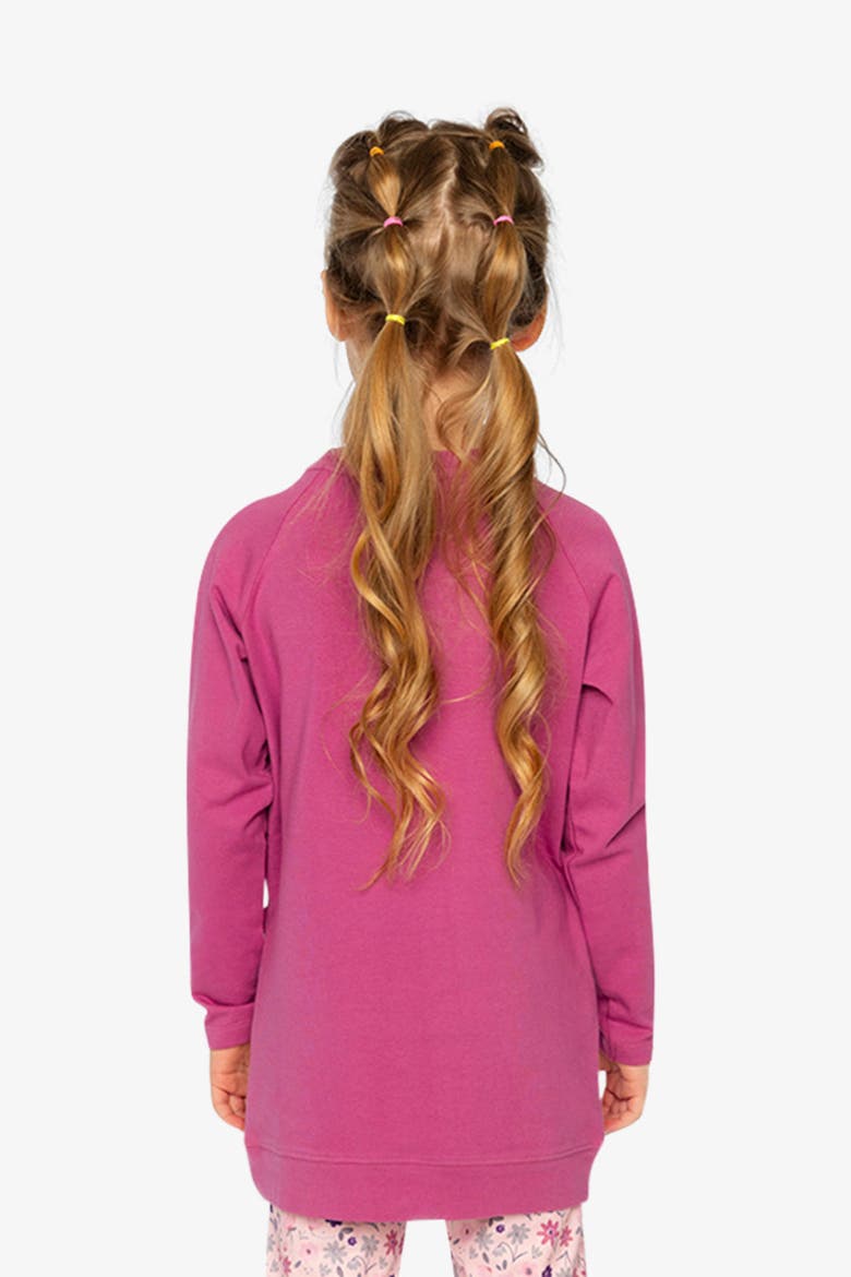 Long Raglan Sleeves Relaxed Brushed Flower Tunic Top, Alternate, color, Pinkish Violet