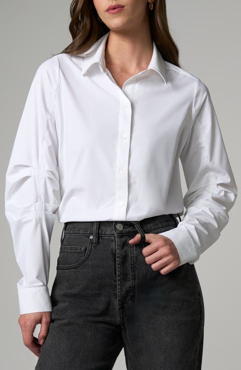 Pleated Sleeve Button-Up Shirt