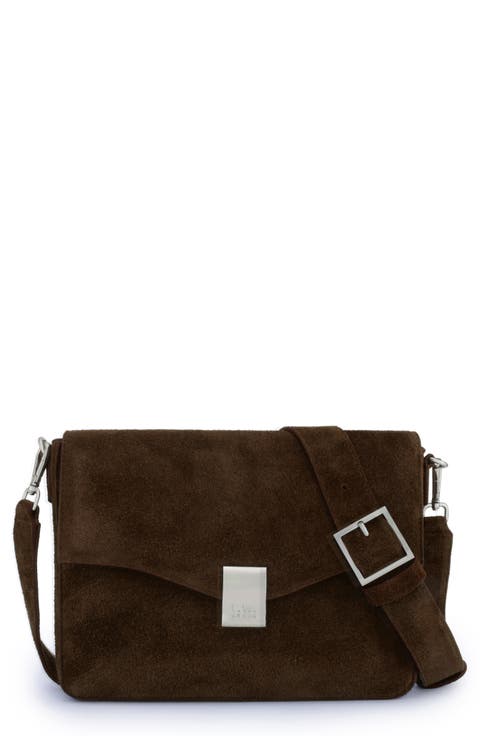 Slouchy Suede Flap Crossbody Bag
