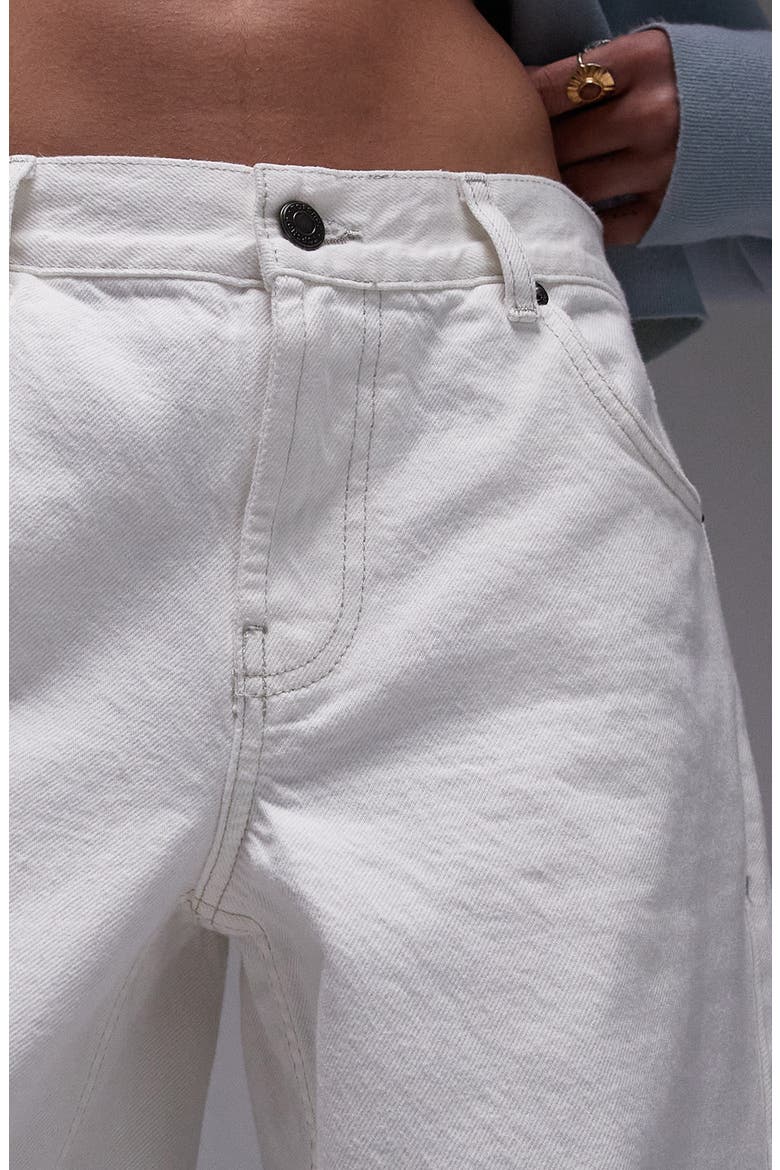 Cinch Back Low Rise Wide Leg Jeans, Alternate, color, WHITE