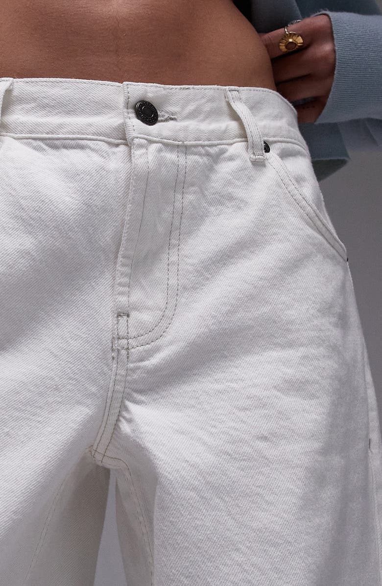 Topshop Cinch Back Low Rise Wide Leg Jeans, Alternate, color, White