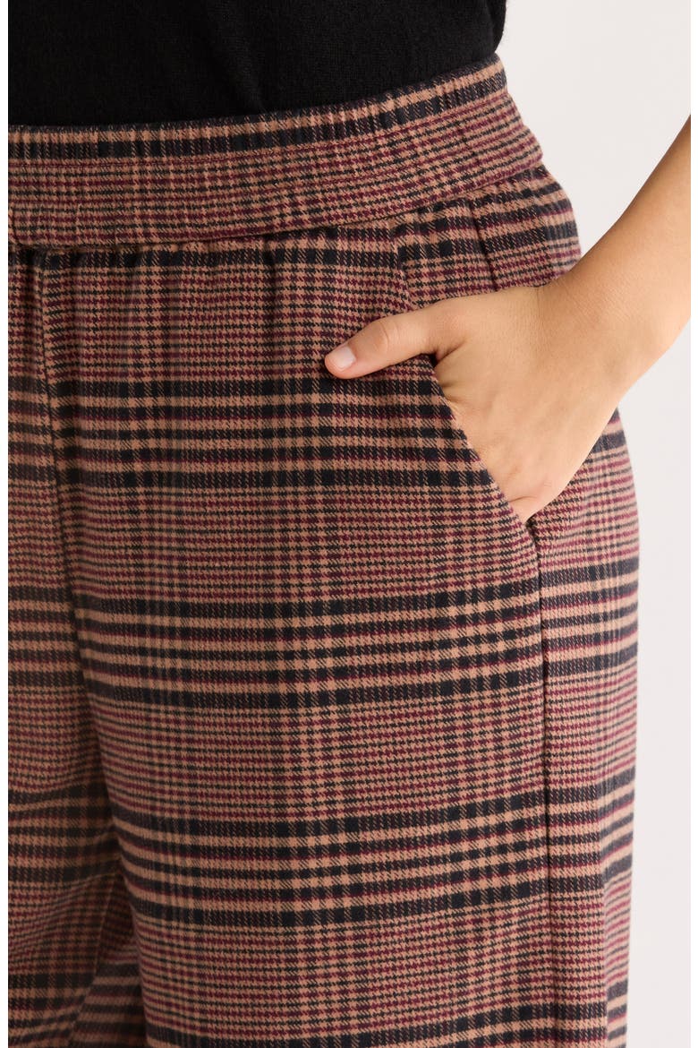 Allison Plaid Pull-On Wide Leg Moleskin Pants, Alternate, color, WARM PLAID