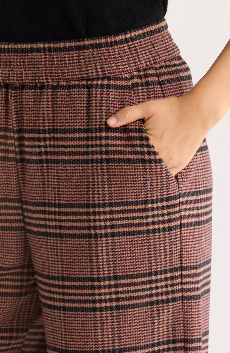 Marine Layer Allison Plaid Pull-On Wide Leg Moleskin Pants, Alternate, color, Warm Plaid