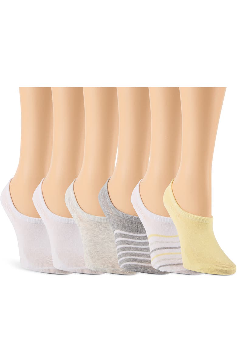 Laundry by Shelli Segal 6-Pack No-Show Liner Socks, Alternate, color, White/ Yellow/ Olive/ Grey