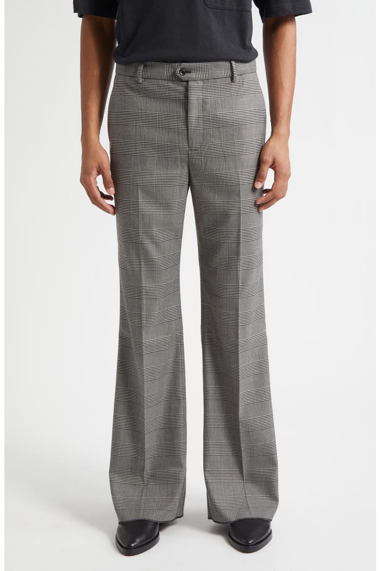 Essential Glen Plaid Tailored Flare Leg Trosuers, Main, color, GRAY HOUNDSTOOTH