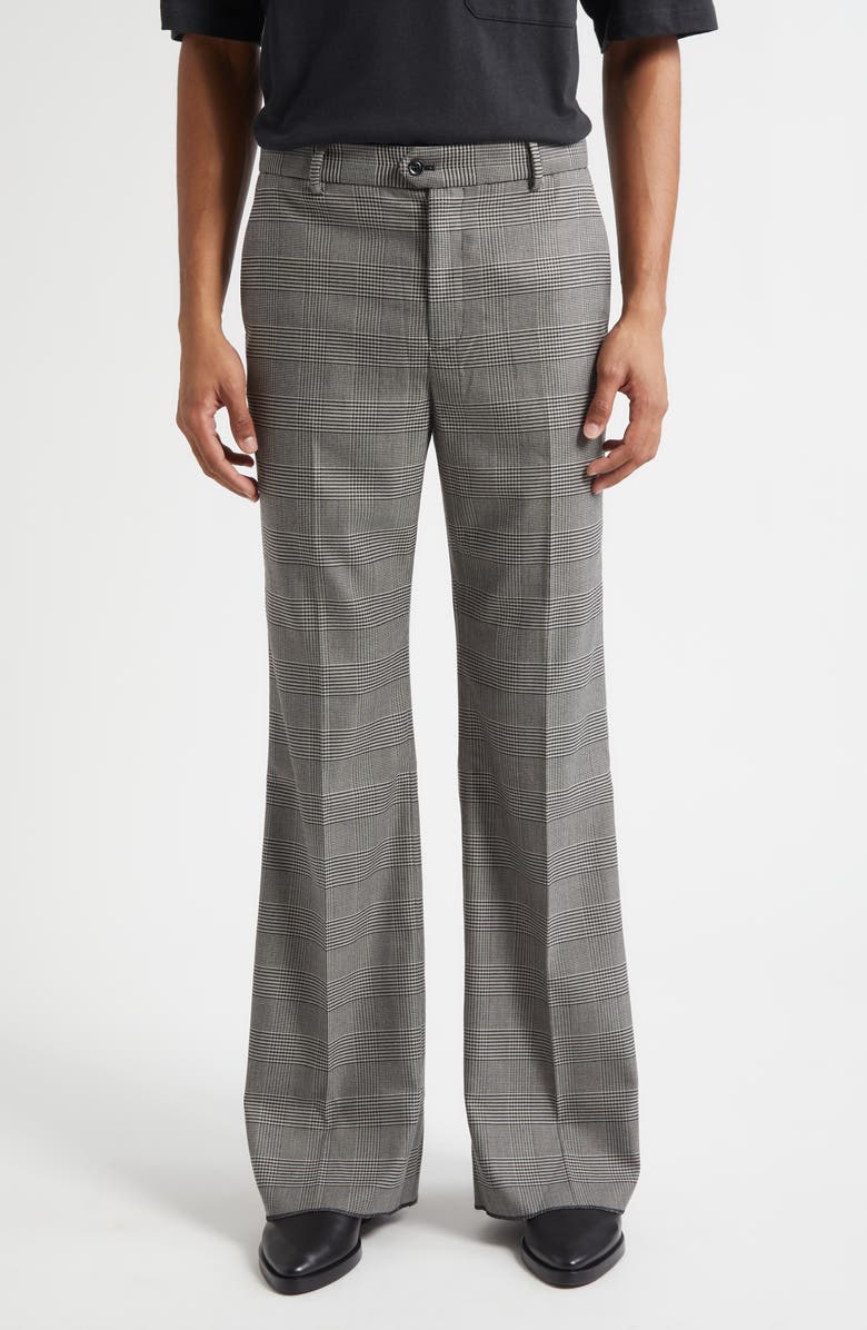 MIDNIGHT RODEO Essential Glen Plaid Tailored Flare Leg Trosuers, Main, color, Gray Houndstooth
