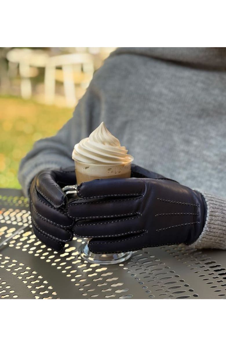 Agnelle Aude Cashmere Lined Lambskin  Glove, Alternate, color, Tbaltique/Ecru