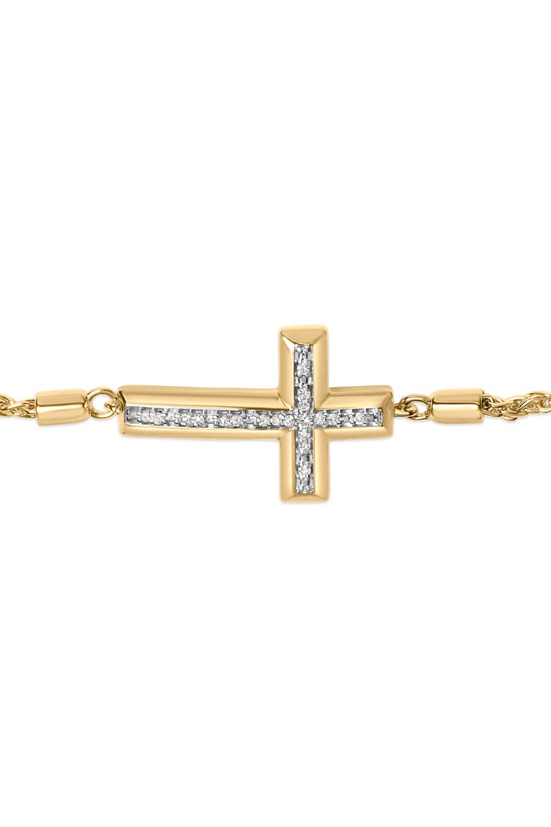 Gold Vermeil Diamond Accent Cross Lariat Bolo Bracelet, Alternate, color, Silver
