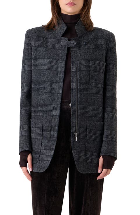 Kamila Plaid Virgin Wool Zip Jacket