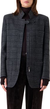 Akris Kamila Plaid Virgin Wool Zip Jacket