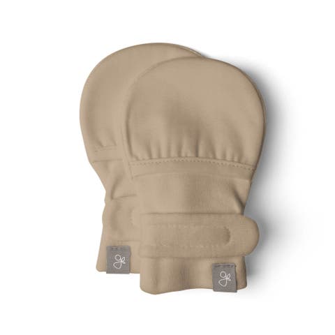 Goumi Stay On 2-Pack Mitts - Clay Stripe + Cloud  3-6M