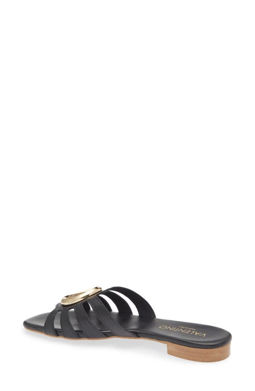 Valentino By Mario Valentino Greta Logo Slide Sandal In Black