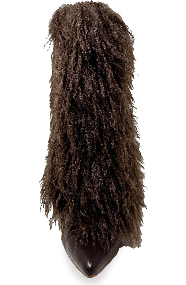 CHASE AND CHLOE Megham Faux Fur Wedge Heel Bootie, Alternate, color, Brown