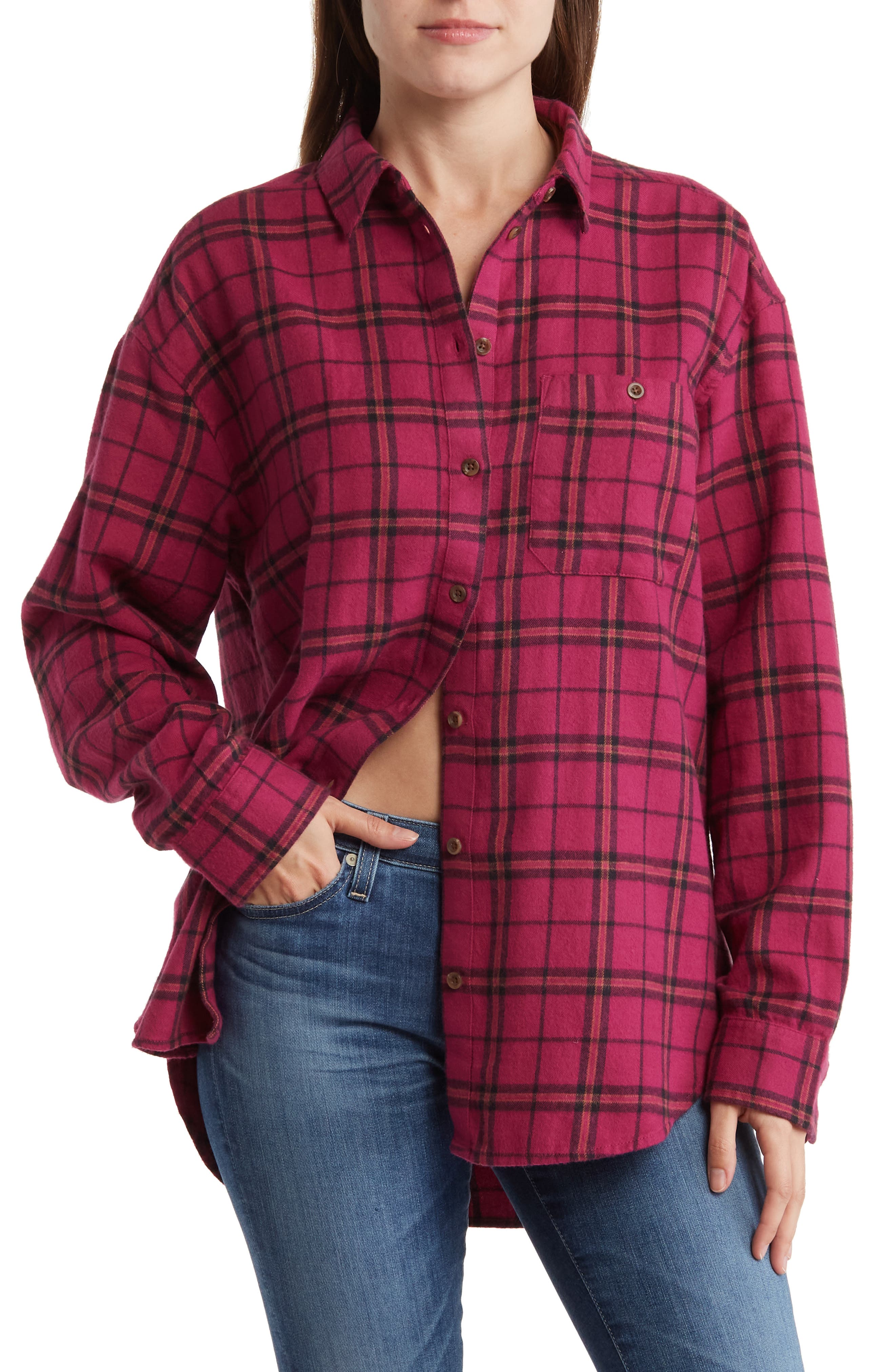 Abound Plaid Long Sleeve Button-Up Shirt (Women) | Nordstromrack