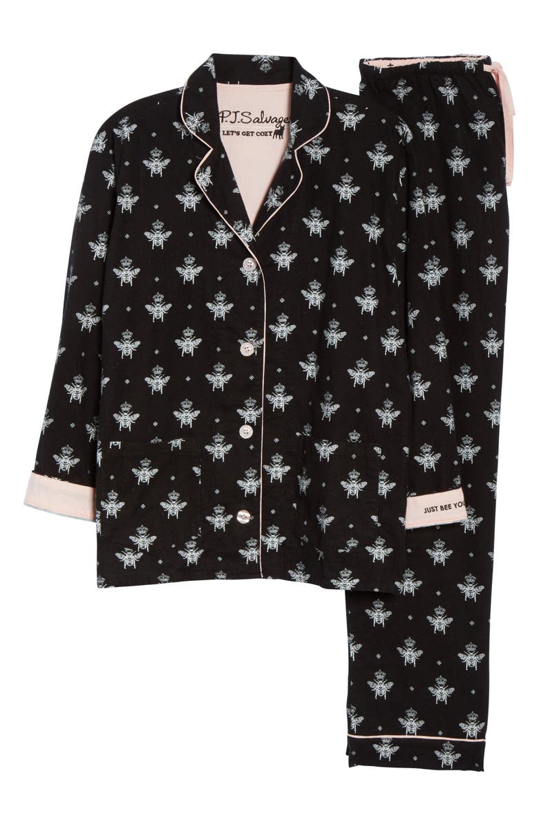 PJ Salvage Print Flannel Pajamas, Alternate, color,