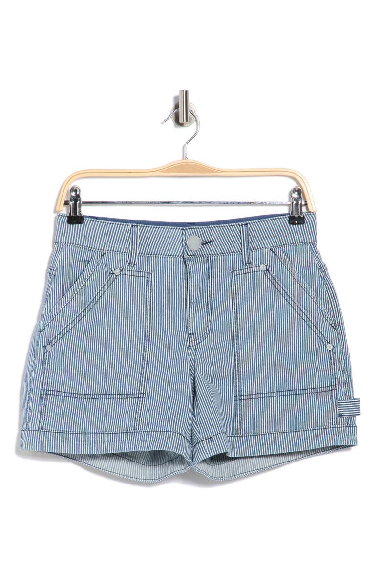 Stripe Denim Carpenter Shorts, Alternate, color, DARK RAILROAD STRIPE