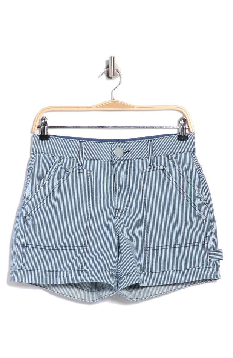 Democracy Stripe Denim Carpenter Shorts, Main, color, Dark Railroad Stripe