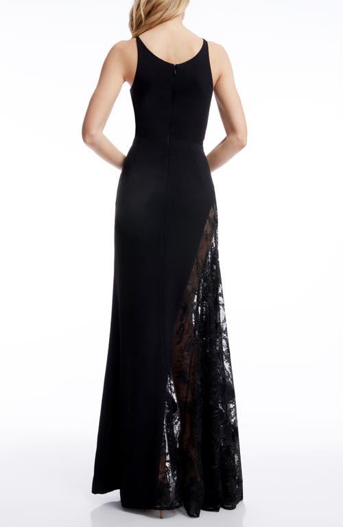 DRESS THE POPULATION DRESS THE POPULATION GIANNA LACE PANEL CREPE EVENINGGOWN