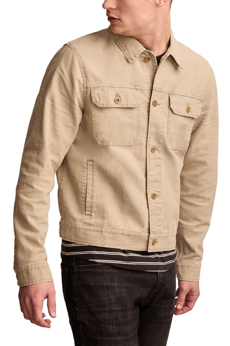 Linen & Cotton Trucker Jacket, Alternate, color, PELICAN