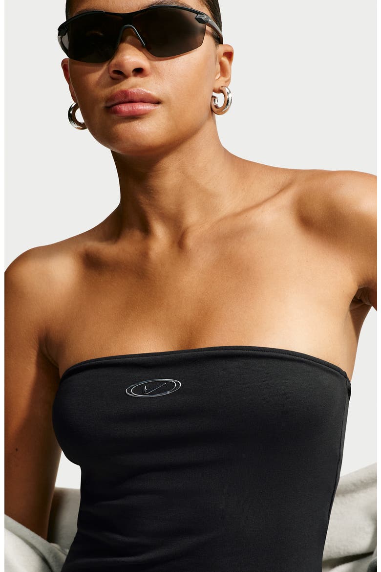 Performance Strapless Tube Top, Alternate, color, BLACK/ METALLIC SILVER