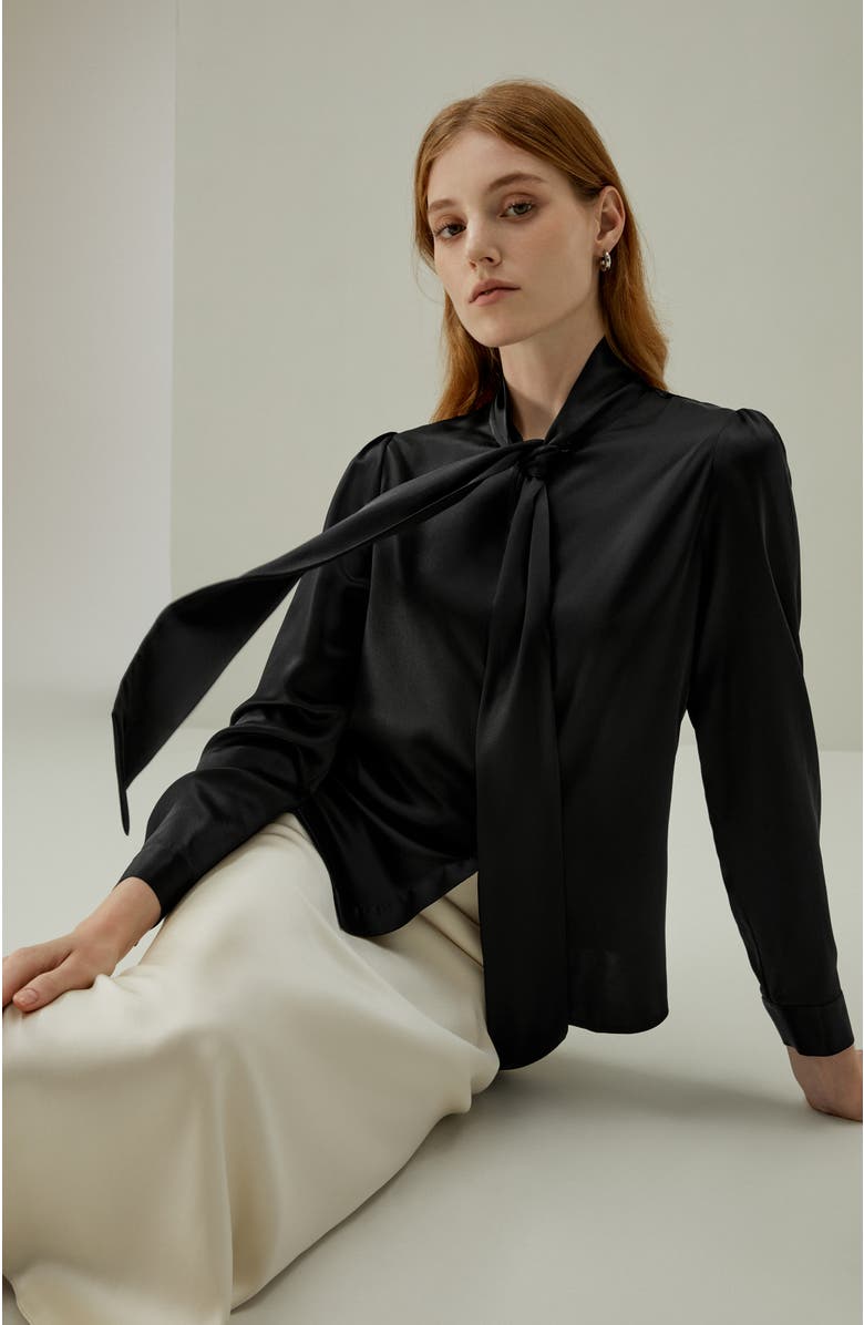 Lilysilk Women's Bow-tie Neck Silk Blouse, Alternate, color,