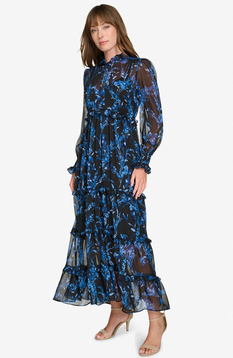 Tommy Hilfiger Provincial Floral Long Sleeve Chiffon Maxi Dress, Alternate, color, 