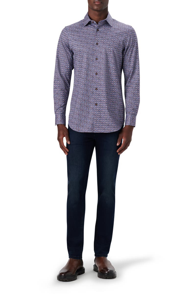 Bugatchi OoohCotton<sup>®</sup> Diamond Print Button-Up Shirt, Alternate, color, 